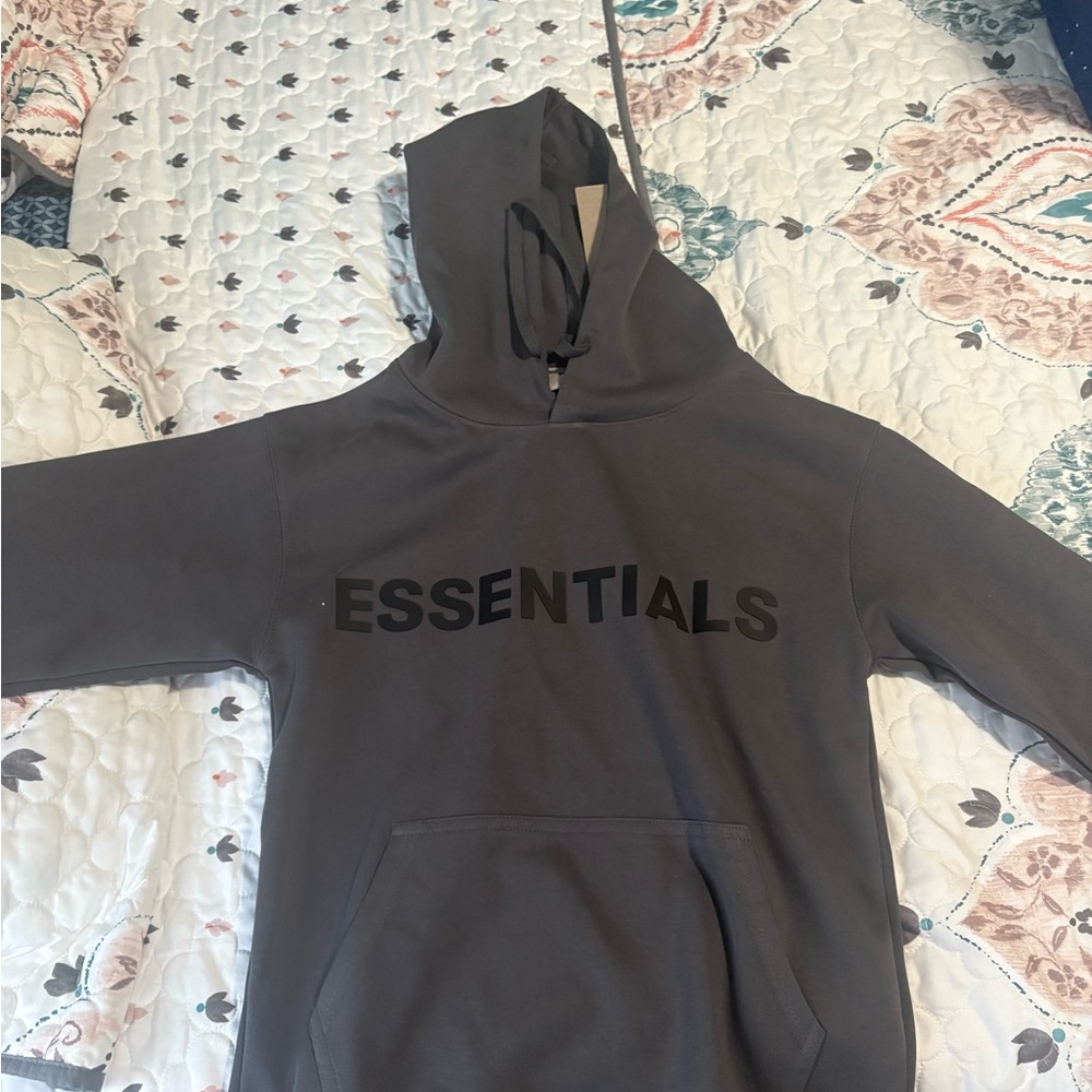 Essentials Hoodie Size Small (fits more like extra small) in Charcoal Gray
